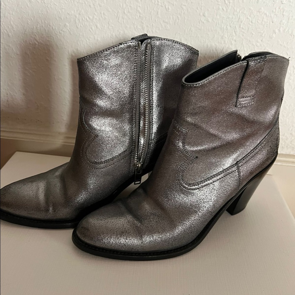 Saint Laurent silver booties, size 39